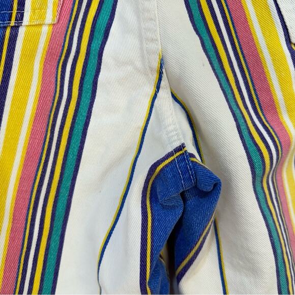 SoStanza Contemporary Apparel Vintage Shorts Women Size 9/10 White Multi Stripe - Picture 8 of 10